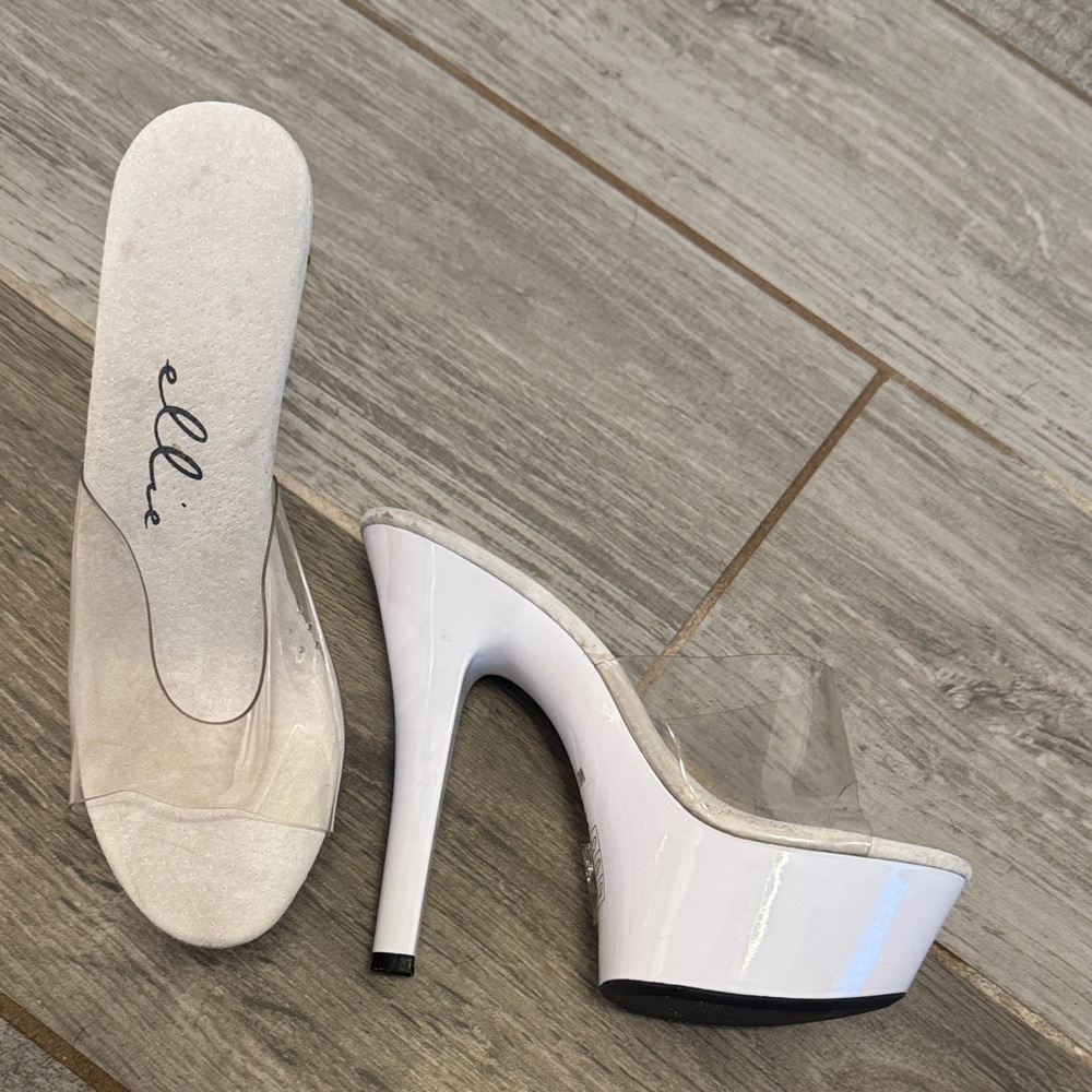 Ellie Women's Transparent and White Heels